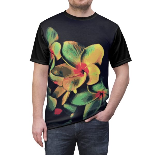 Pixel Colored Abstract Flowers All Over Cut & Sew Tee - Image 5