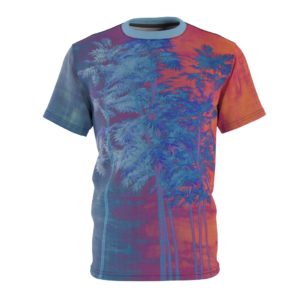 Blue Orange Trippy Trees All Over Cut & Sew Tee