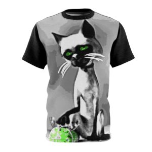 Pixel Dark Siamese Kitty All Over Cut & Sew Tee