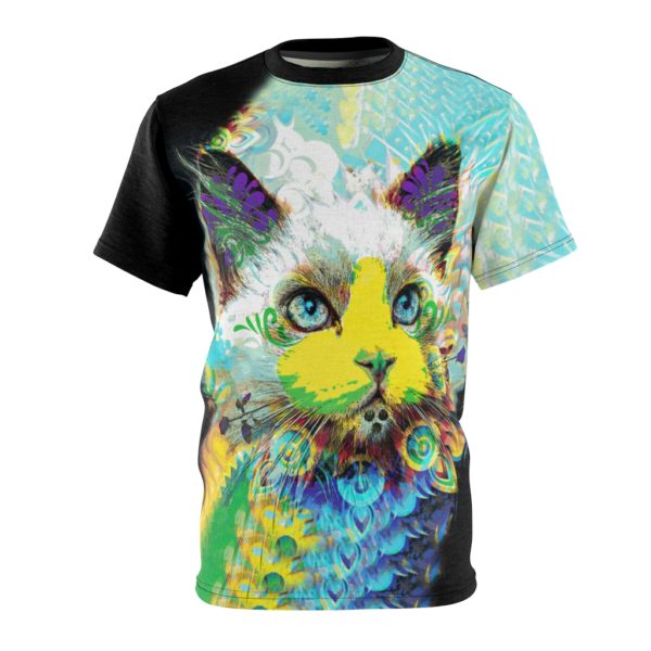Colorful Trippy Cat Original All Over Cut & Sew Tee