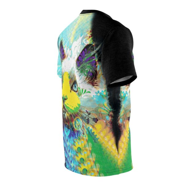 Colorful Trippy Cat Original All Over Cut & Sew Tee - Image 3