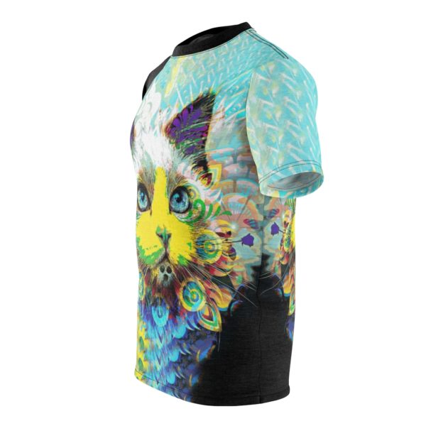 Colorful Trippy Cat Original All Over Cut & Sew Tee - Image 4