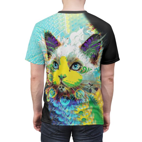 Colorful Trippy Cat Original All Over Cut & Sew Tee - Image 6