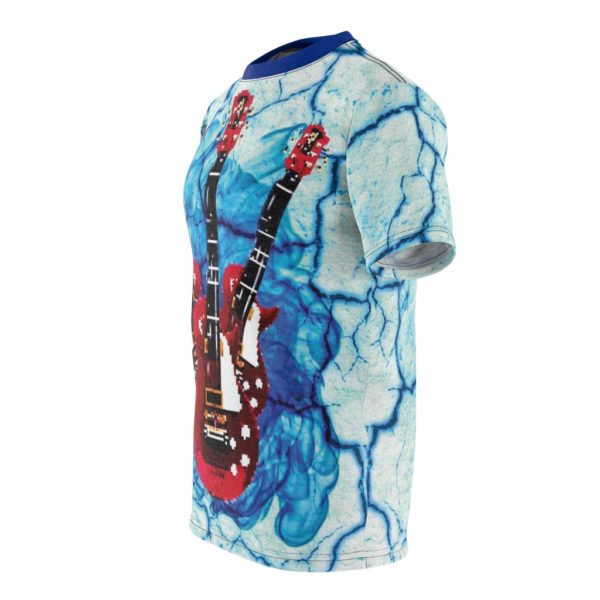 Pixel Guitar Blue Fire Cut & Sewn HD Tee Shirt - Image 4