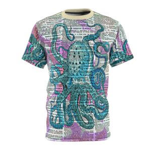 Blue and Pink Octopus Dictionary All Over Cut & Sew Tee